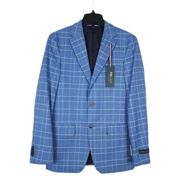 Tommy Hilfiger Other - Tommy Hilfiger Mens Modern Fit Sport Coat Blazer 36R Blue Plaid Flex Stretch NWT
